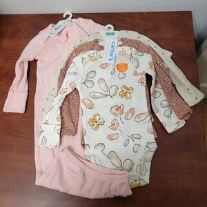 Carter's Pink, Floral and Polka Dot Baby Outfit 5 Piece Set Nwt